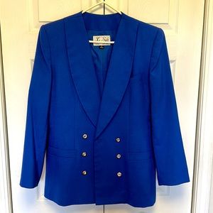 Le Suit Women’s Blazer Cobalt Blue Double Breasted Lined Size 12